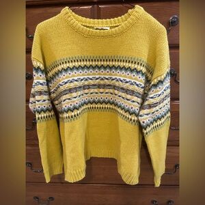 Easel Mustard and Green Patterned Women's Sweater